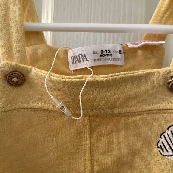 Zara Baby Yellow Hedgehog Overalls Cotton Size 9-12 Months NWOT - Picture 6 of 10